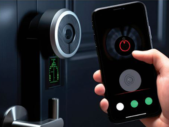 A phone interacts with a wireless lock