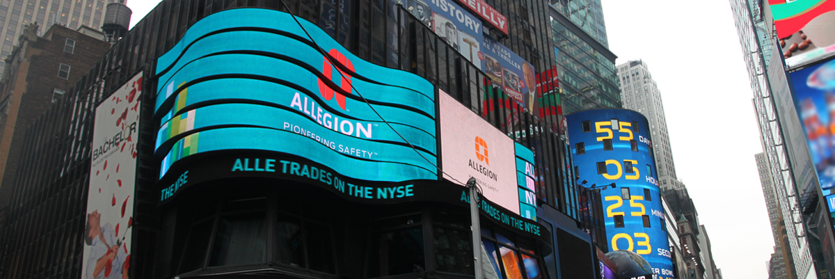 Allegion logo in Times Square