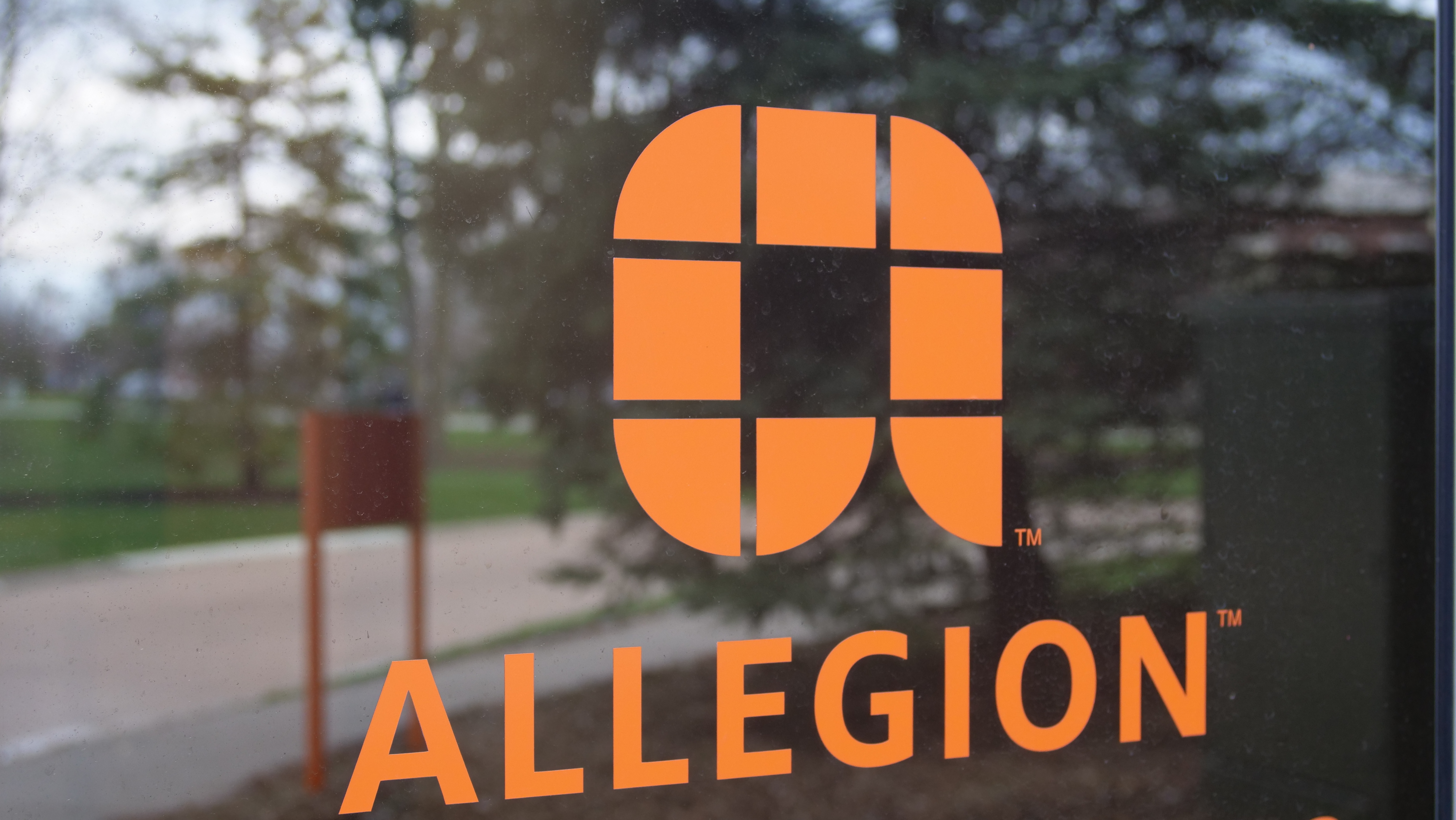 Allegion logo on door