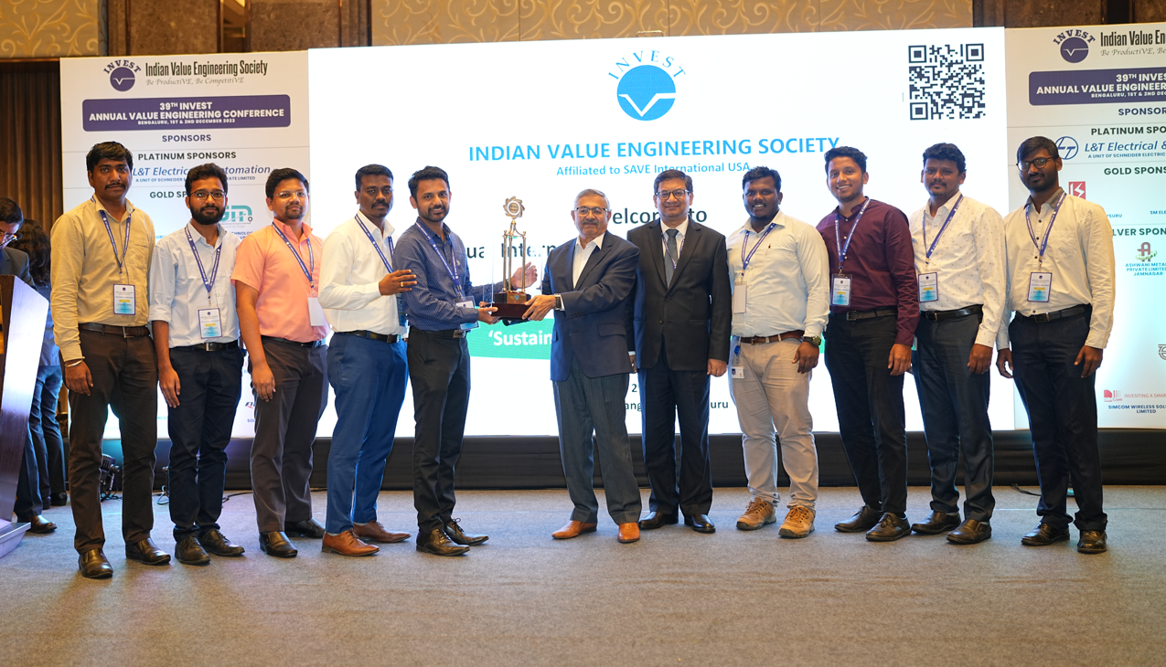 Two members from the Bangalore, India, Value Analysis Value Engineering (VAVE) team won first-place awards at the 39th annual India Value Engineering Society (INVEST) international conference.