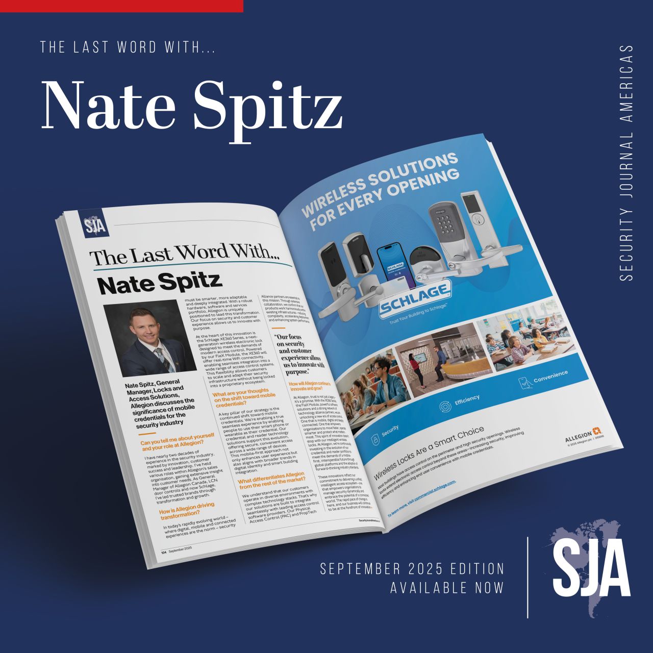 Allegion’s Nate Spitz is interviewed in the September 2025 issue of Security Journal Americas.
