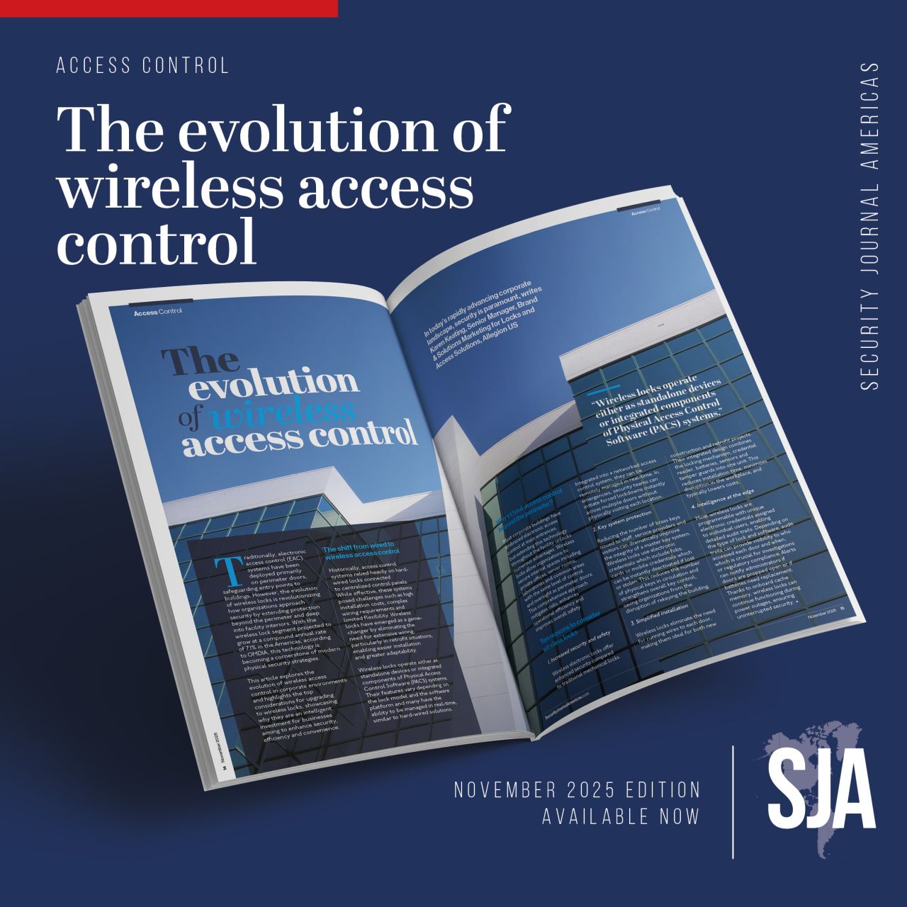 Allegion’s Karen Keating explores the evolution of wireless access control in the November 2025 issue of Security Journal Americas. (Photo courtesy of SJA.)