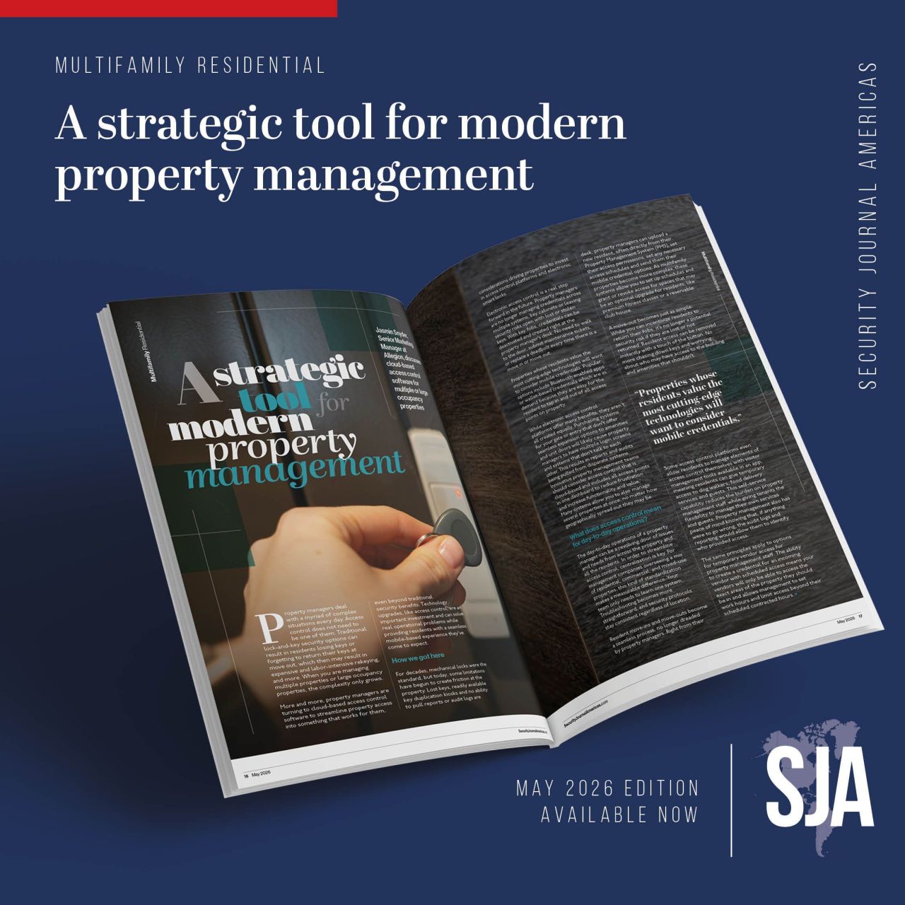 Allegion’s Jasmin Snyder discusses cloud-based access control software for multiple- or large-occupancy properties in the May 2026 issue of Security Journal Americas. (Photo courtesy of SJA.)