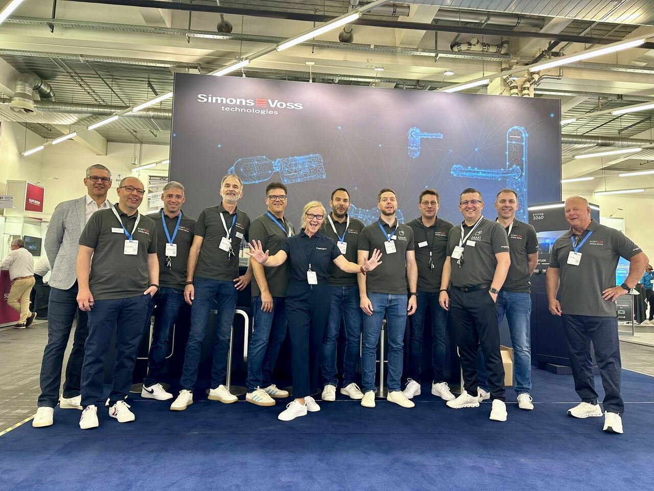 The SimonsVoss team connects with attendees at The Safety Expo in Munich, Germany.